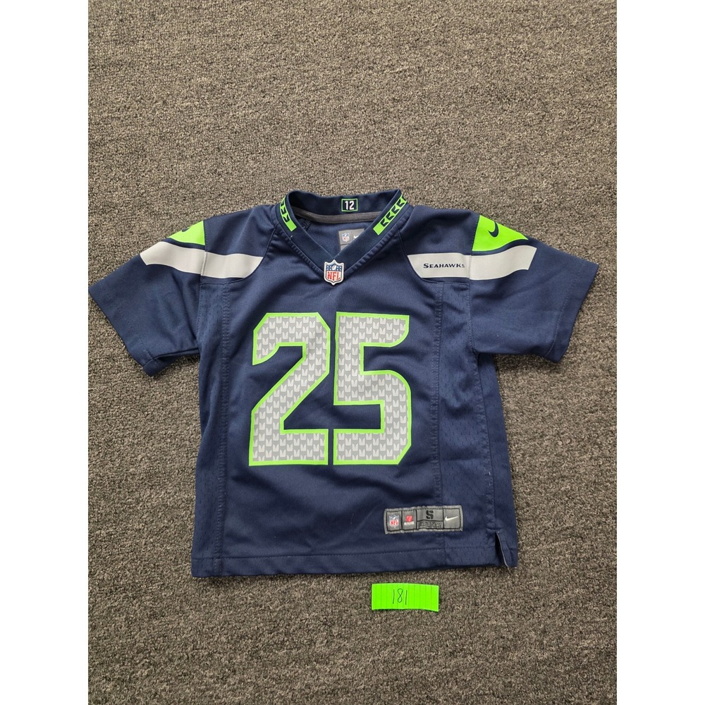 Nike Seattle Seahawks Richard Sherman 25 Jersey Kids Small Navy Blue NFL